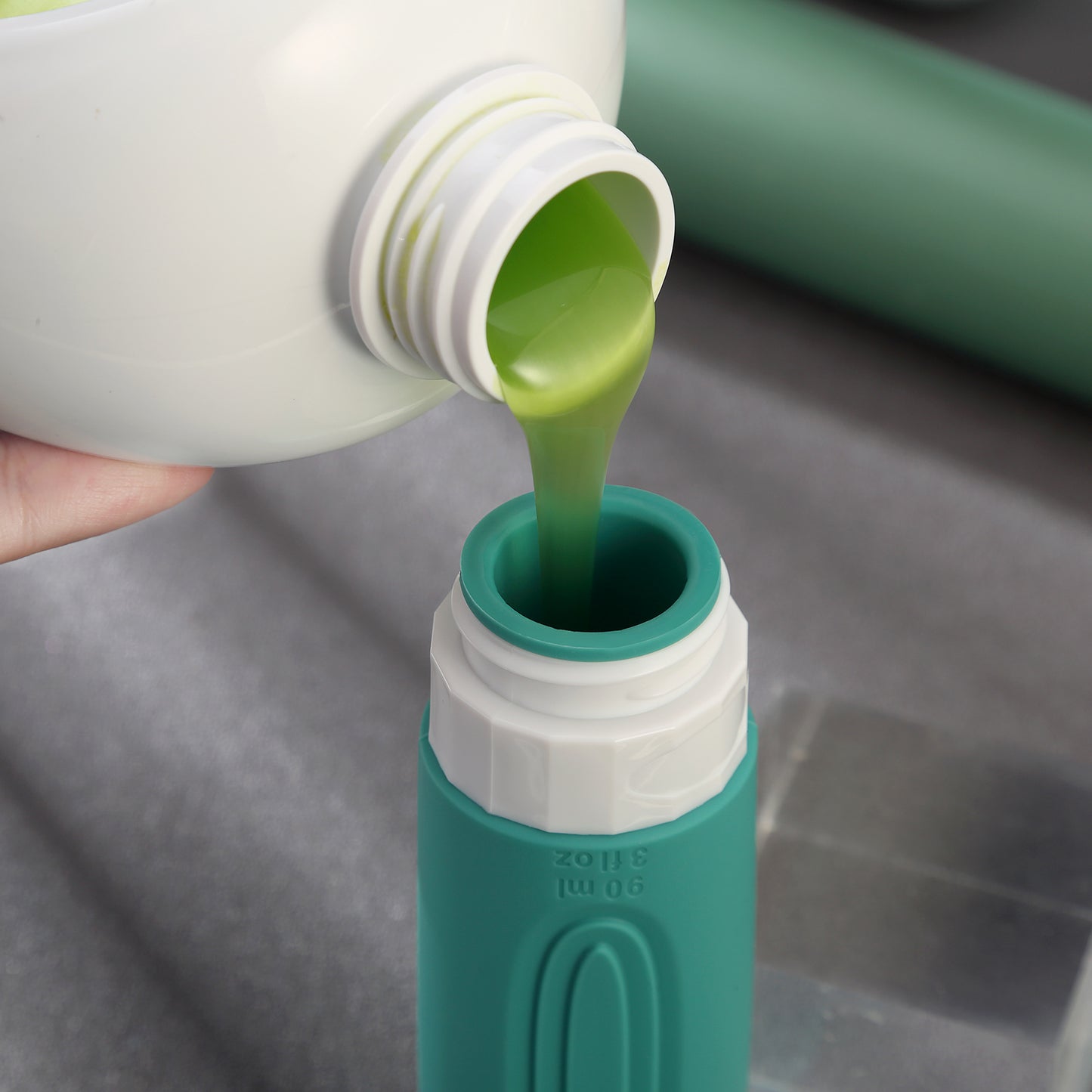Micebay Leak-Proof 3-oz Silicone Squeezable Travel Bottles for Toiletries, Refillable Travel Size Containers, BPA Free, TSA Approved, Mint, 4 Pack