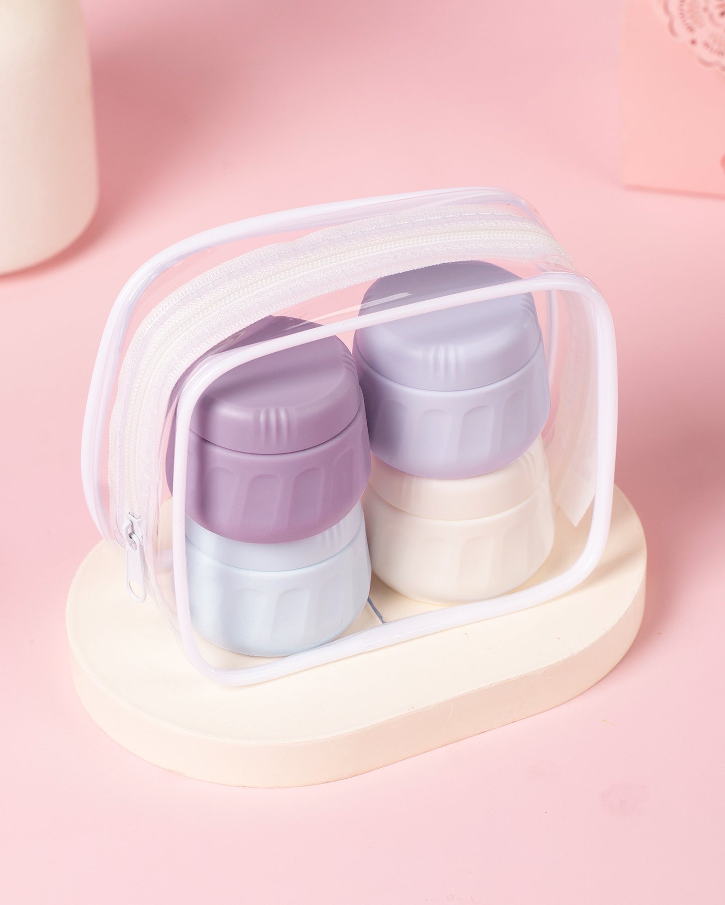 Micebay Travel Containers for Toiletries, Tsa Approved Travel Size Toiletries 4 Pack, with Clear Bag, Leak Proof Silicone Jars