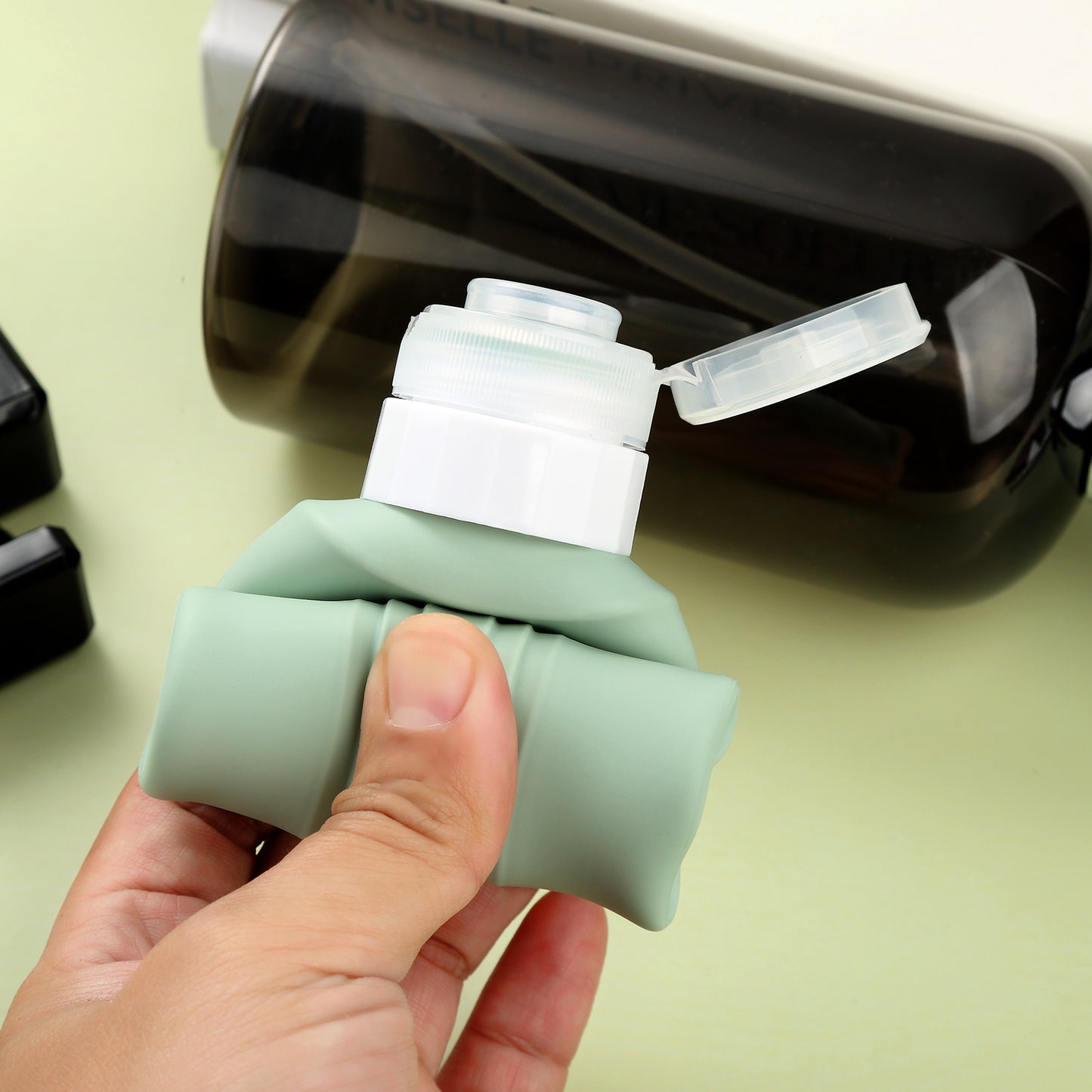Micebay Leak-Proof 6-oz Silicone Squeezable Travel Bottles for Toiletries, Refillable Travel Size Containers, BPA Free, TSA Approved, Mint-Gray, 4 Pack