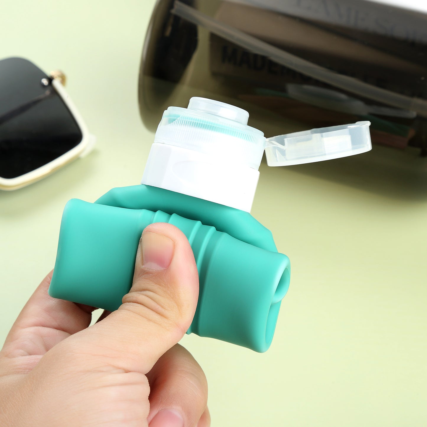 Micebay Leak-Proof 6-oz Silicone Squeezable Travel Bottles for Toiletries, Refillable Travel Size Containers, BPA Free, TSA Approved, Mint, 4 Pack