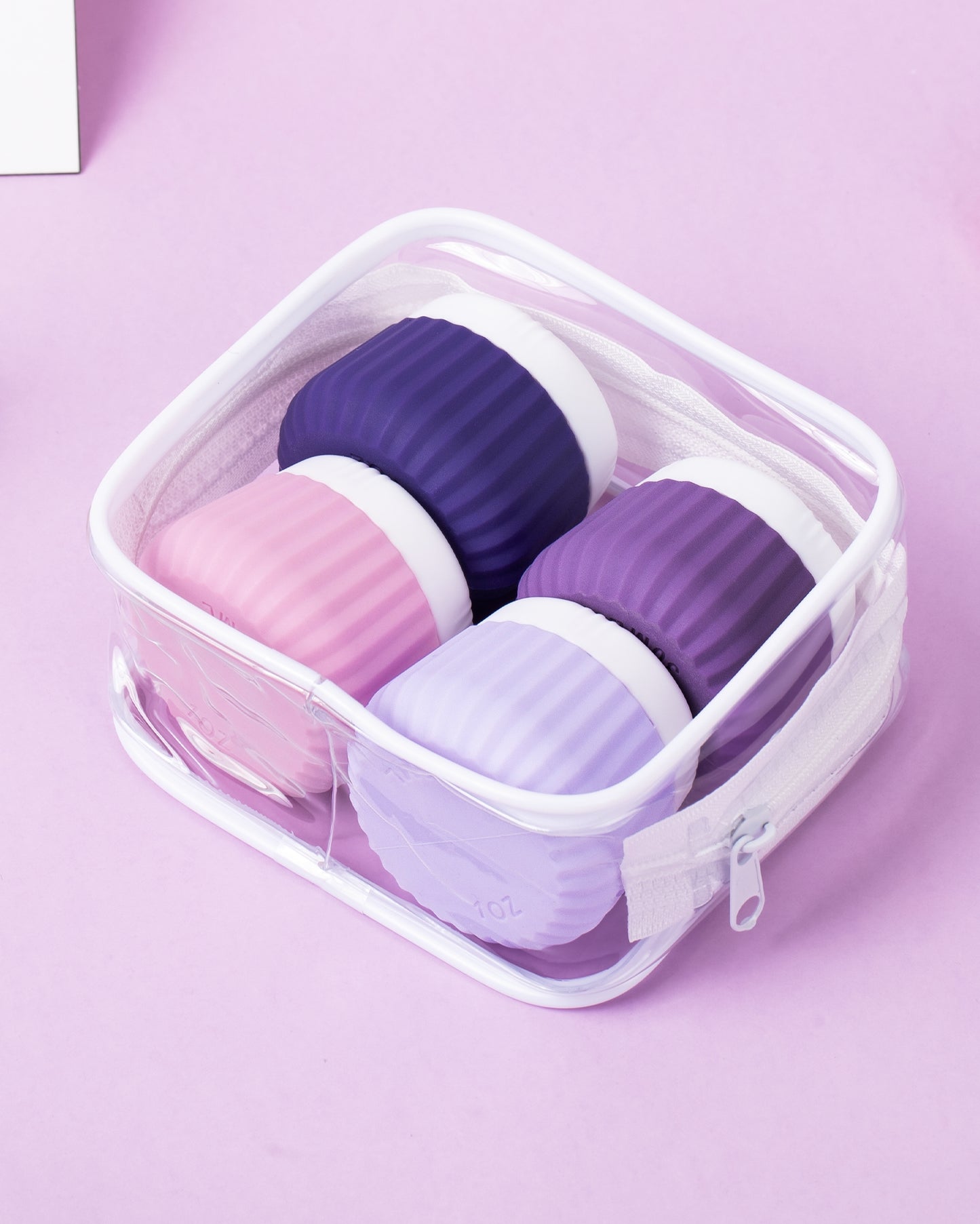 Micebay Travel Containers for Toiletries 4 Pack, TSA Approved Travel Size Toiletries, Portable Size Containers, With Clear Bag Leak Proof Silicone Jars, Essentials Creams Jars Carrying Small Items