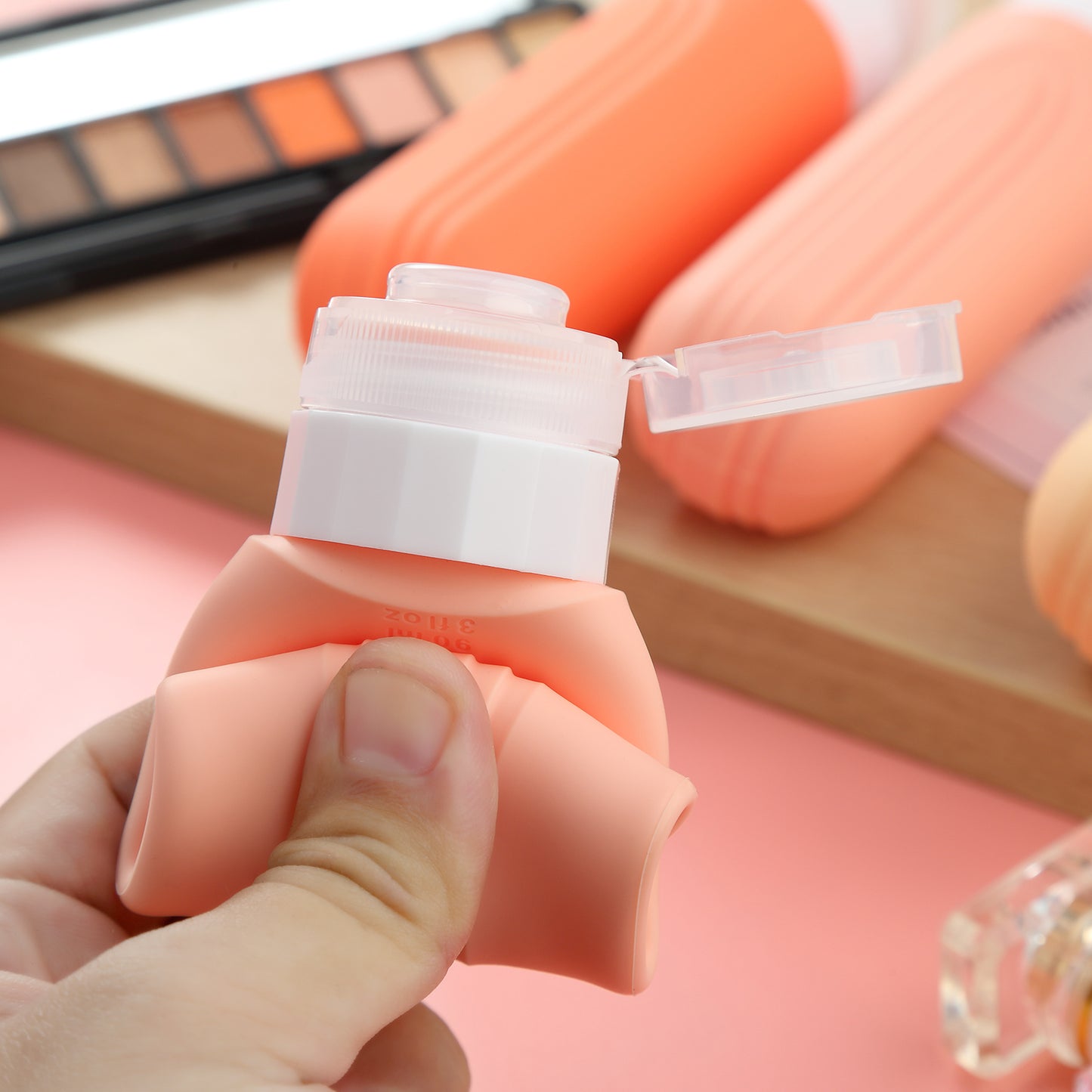 Micebay Leak-Proof 3-oz Silicone Squeezable Travel Bottles for Toiletries, Refillable Travel Size Containers, BPA Free, TSA Approved, Pink, 4 Pack