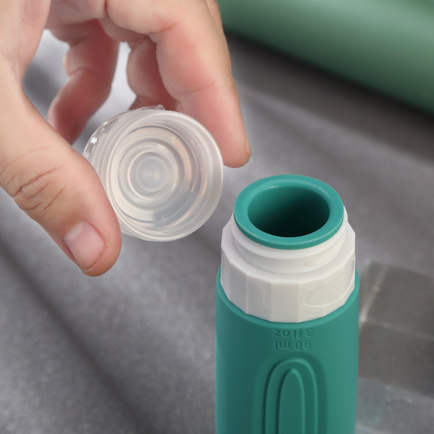 Micebay Leak-Proof 3-oz Silicone Squeezable Travel Bottles for Toiletries, Refillable Travel Size Containers, BPA Free, TSA Approved, Mint, 4 Pack