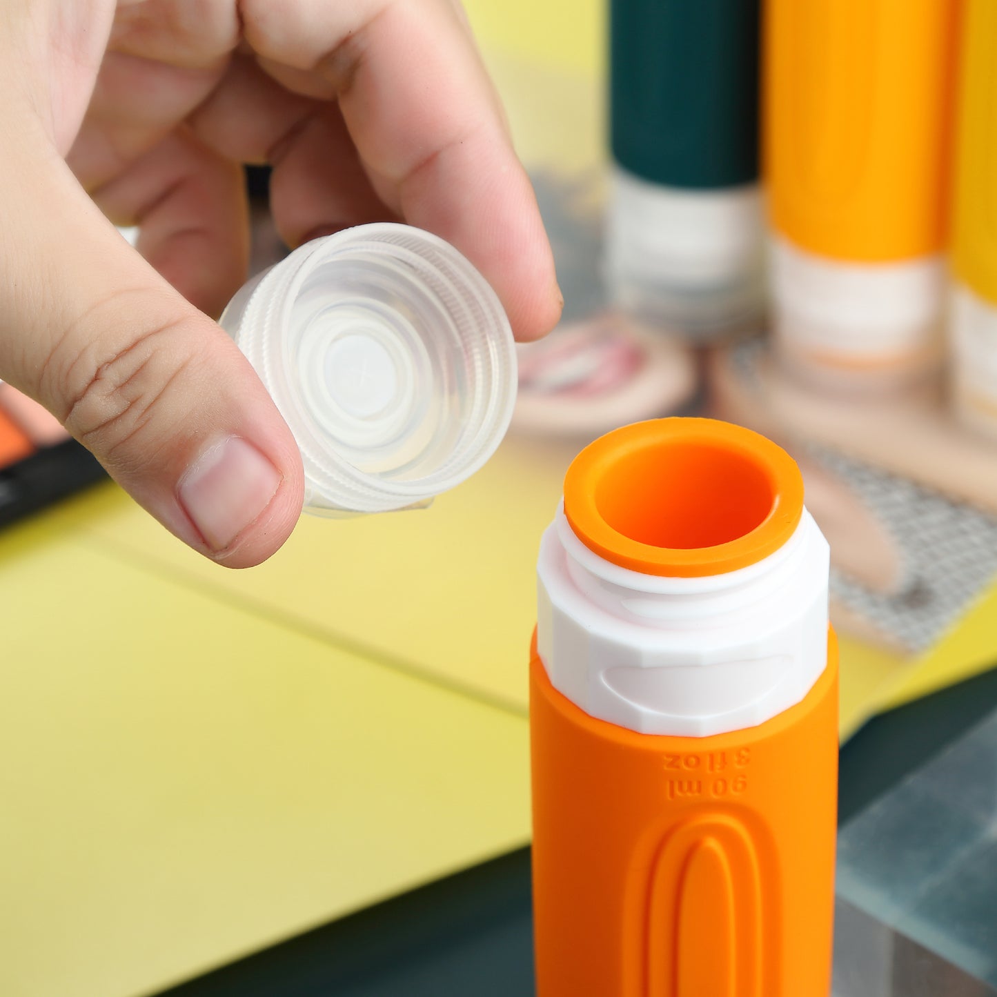 Micebay Leak-Proof 3-oz Silicone Squeezable Travel Bottles for Toiletries, Refillable Travel Size Containers, BPA Free, TSA Approved, Orange, 4 Pack