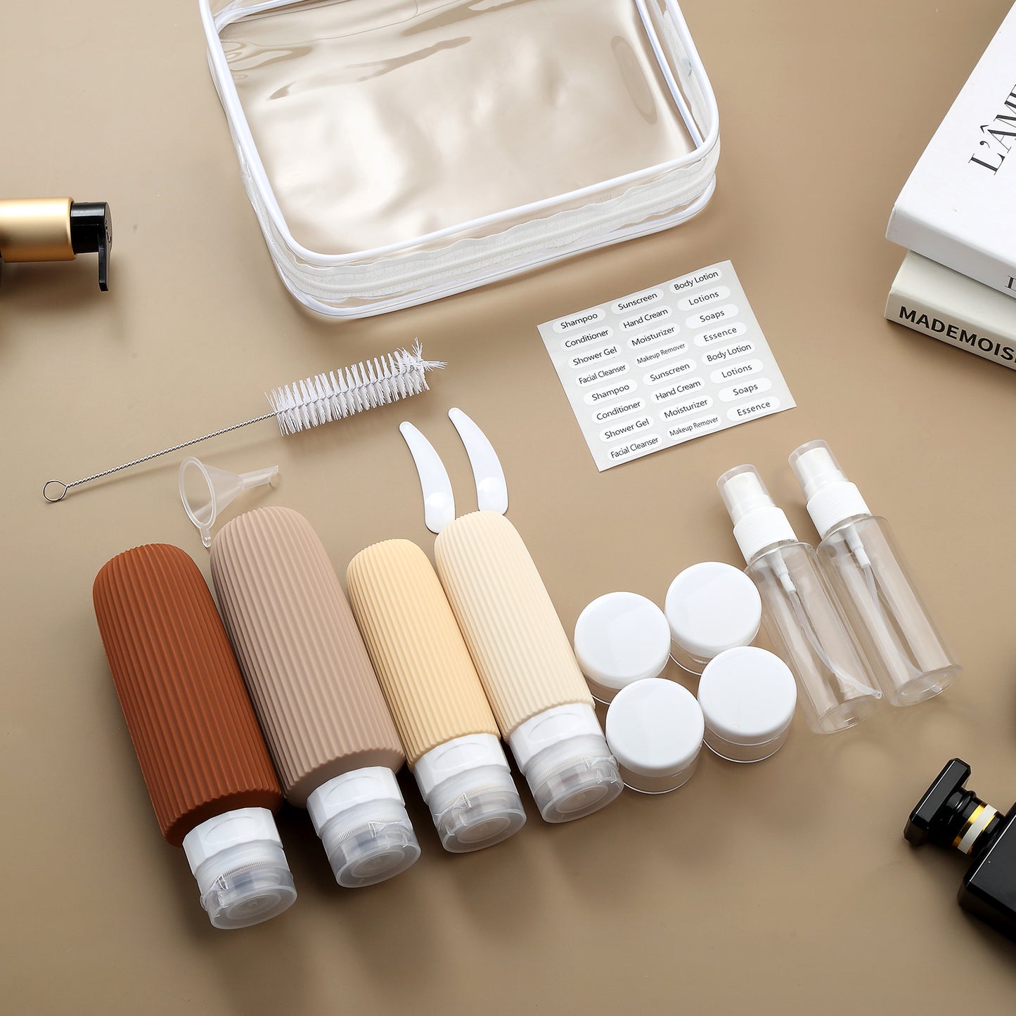 Micebay 6oz Silicone Travel Bottles, Leak Proof Toiletry Containers for Shampoo, Conditioner & Lotion, Cream