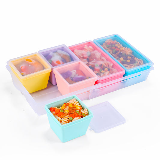Micebay BPA-Free Silicone Freezer Molds with Base, Individual 6-Pack 1-Cup & 2-Cup Portion Soup Cubes Freezer Tray with Lid for Food Storage, Dishwasher Safe, Silicone Freezer Containers for Meal Prep