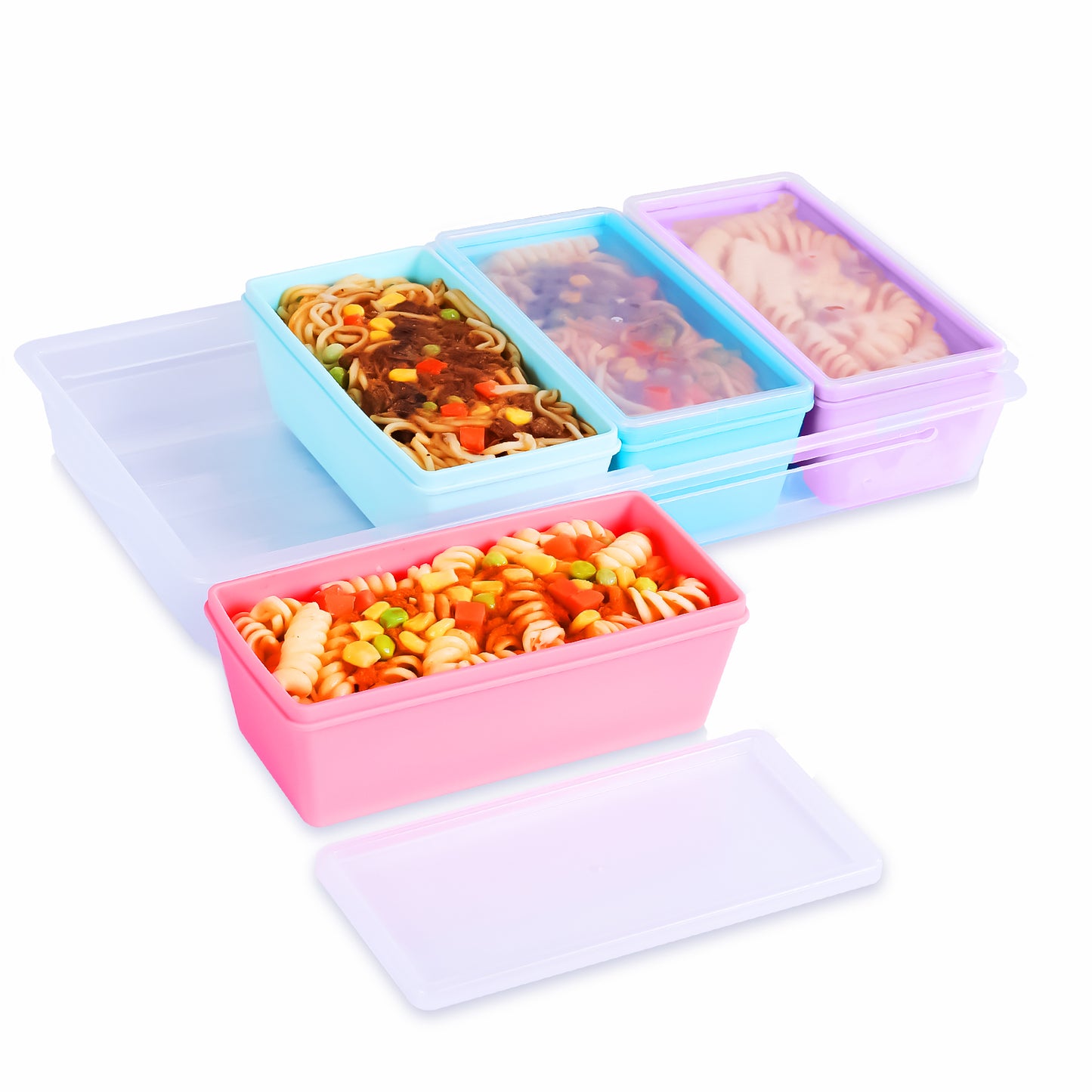 Micebay BPA-Free Silicone Freezer Molds with Base, Individual 4-Pack 2-Cup Portion Soup Cubes Freezer Tray with Lids for Food Storage, Oven & Dishwasher Safe, Silicone Freezer Containers for Meal Prep