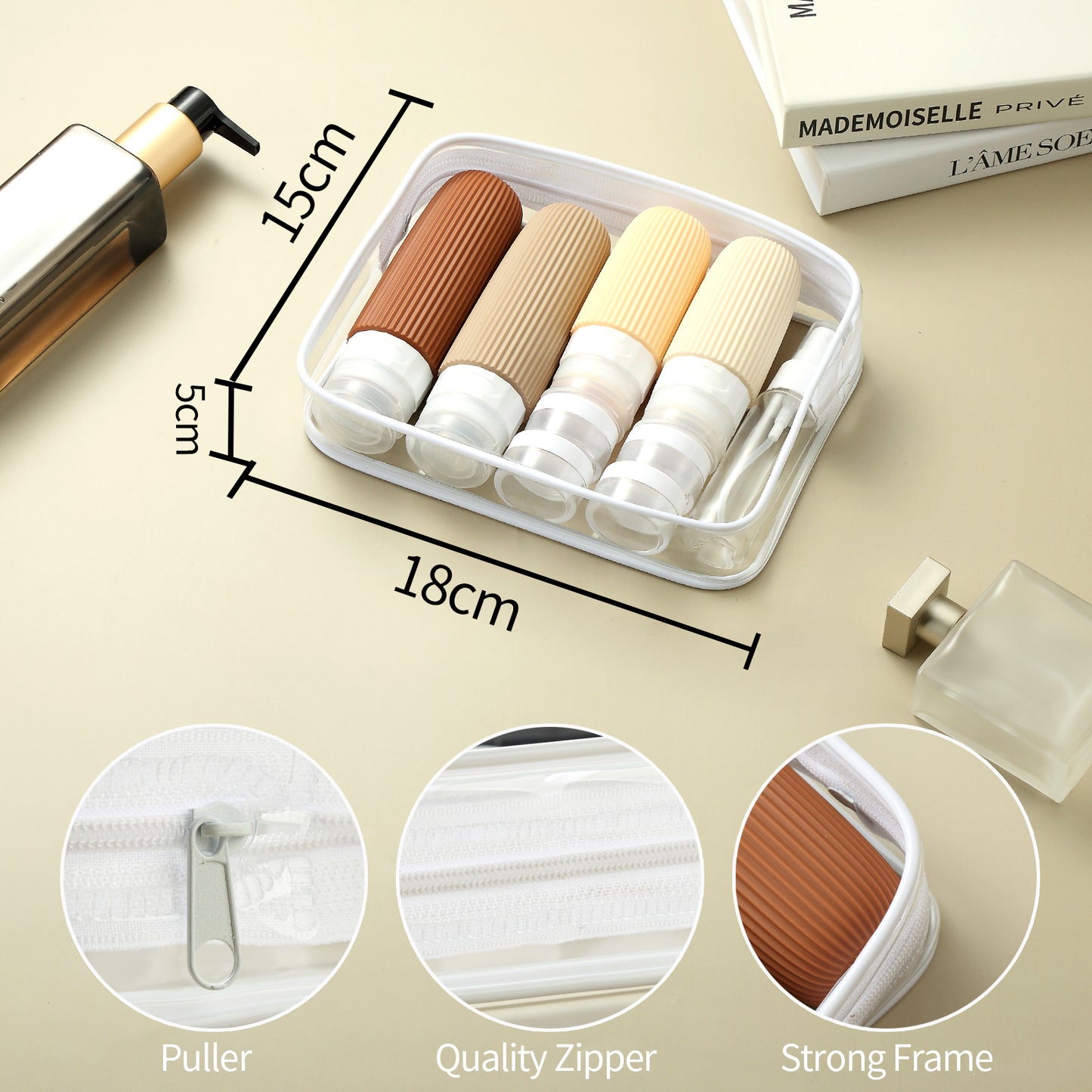 Micebay Silicone Travel Bottles, Leak Proof Toiletry Containers for Shampoo, Conditioner & Lotion, Cream