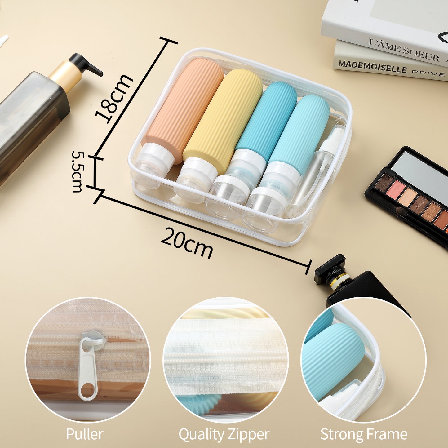 Micebay 6oz Silicone Travel Bottles, Leak Proof Toiletry Containers for Shampoo, Conditioner & Lotion, Yellow