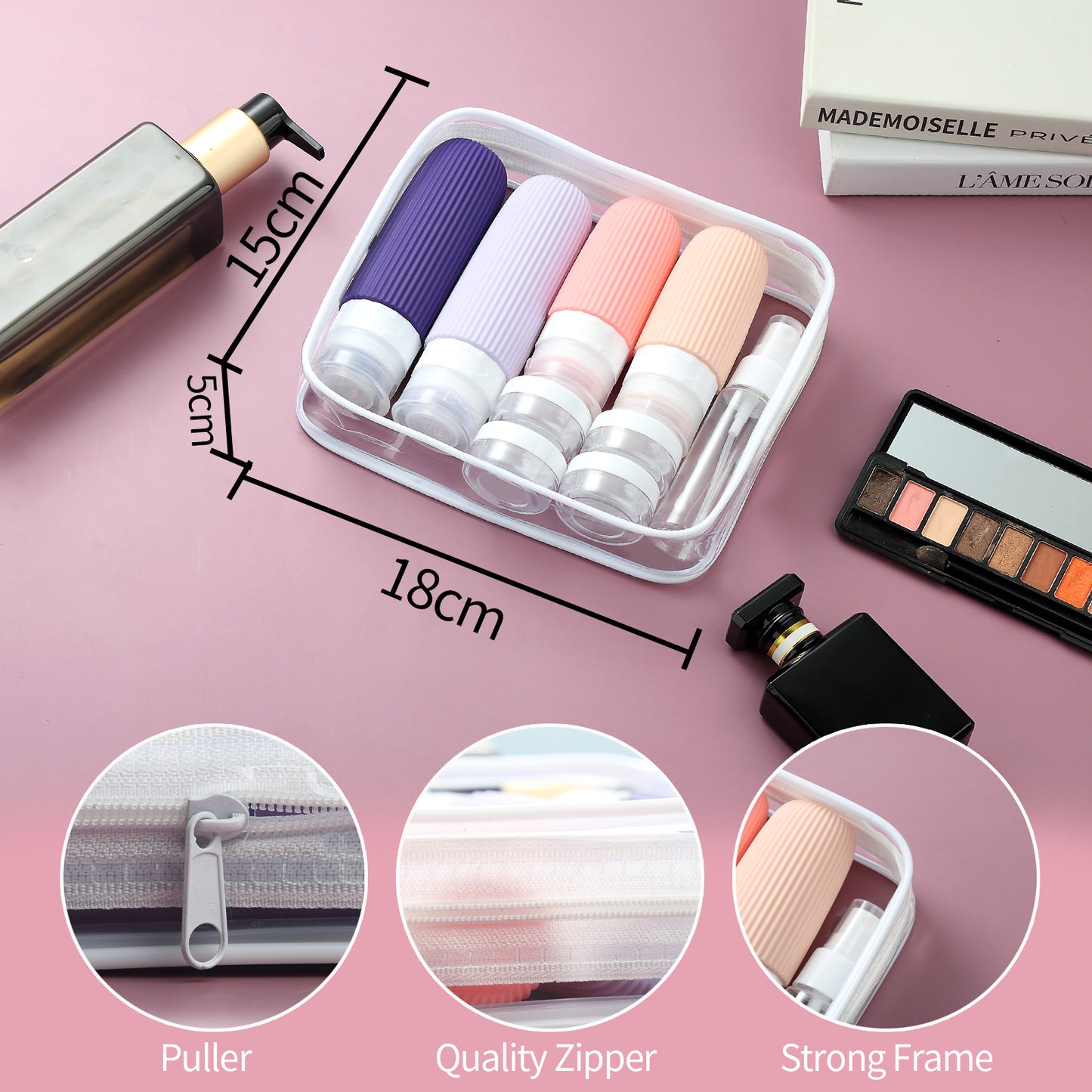 Micebay Silicone Travel Bottles, Leak Proof Toiletry Containers for Shampoo, Conditioner & Lotion, Purple