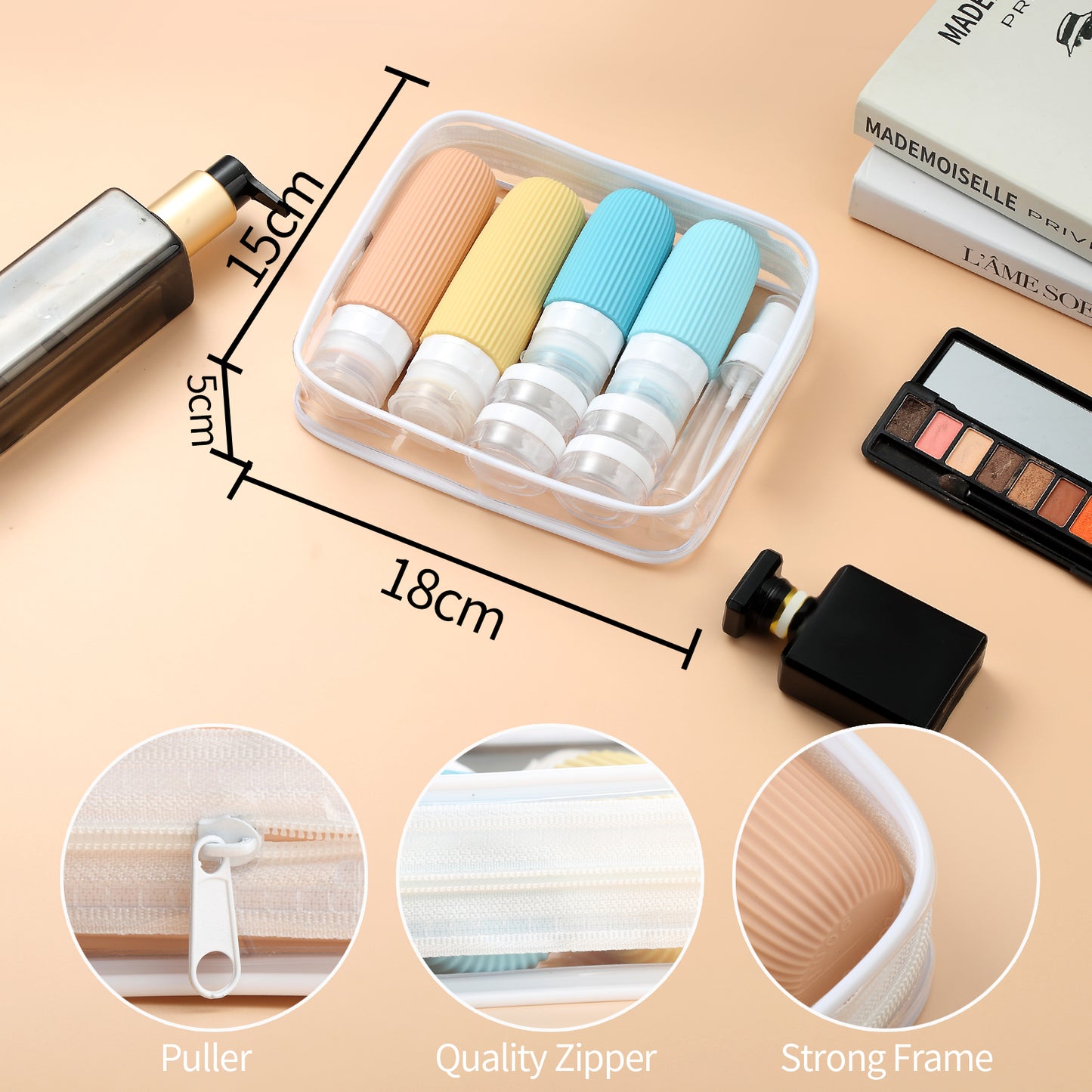 Micebay Silicone Travel Bottles, Leak Proof Toiletry Containers for Shampoo, Conditioner & Lotion, Yellow
