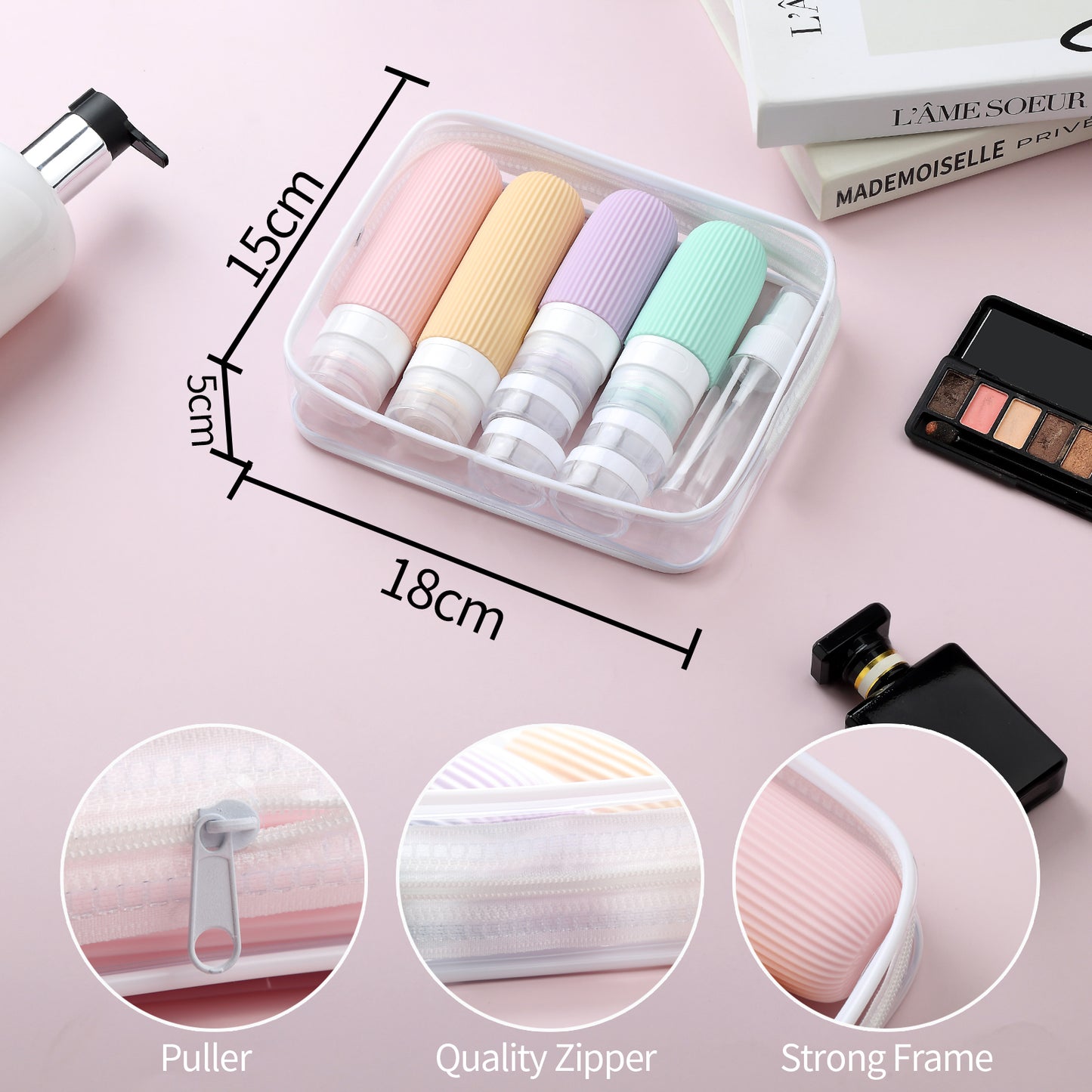 Micebay Silicone Travel Bottles, Leak Proof Toiletry Containers for Shampoo, Conditioner & Lotion, Mint