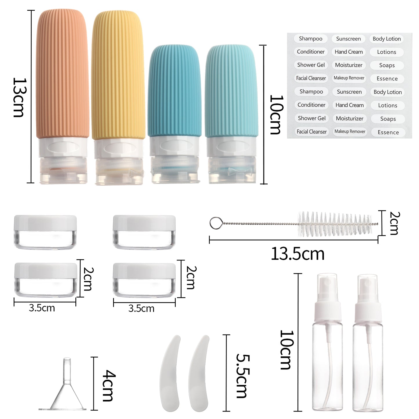 Micebay Silicone Travel Bottles, Leak Proof Toiletry Containers for Shampoo, Conditioner & Lotion, Yellow