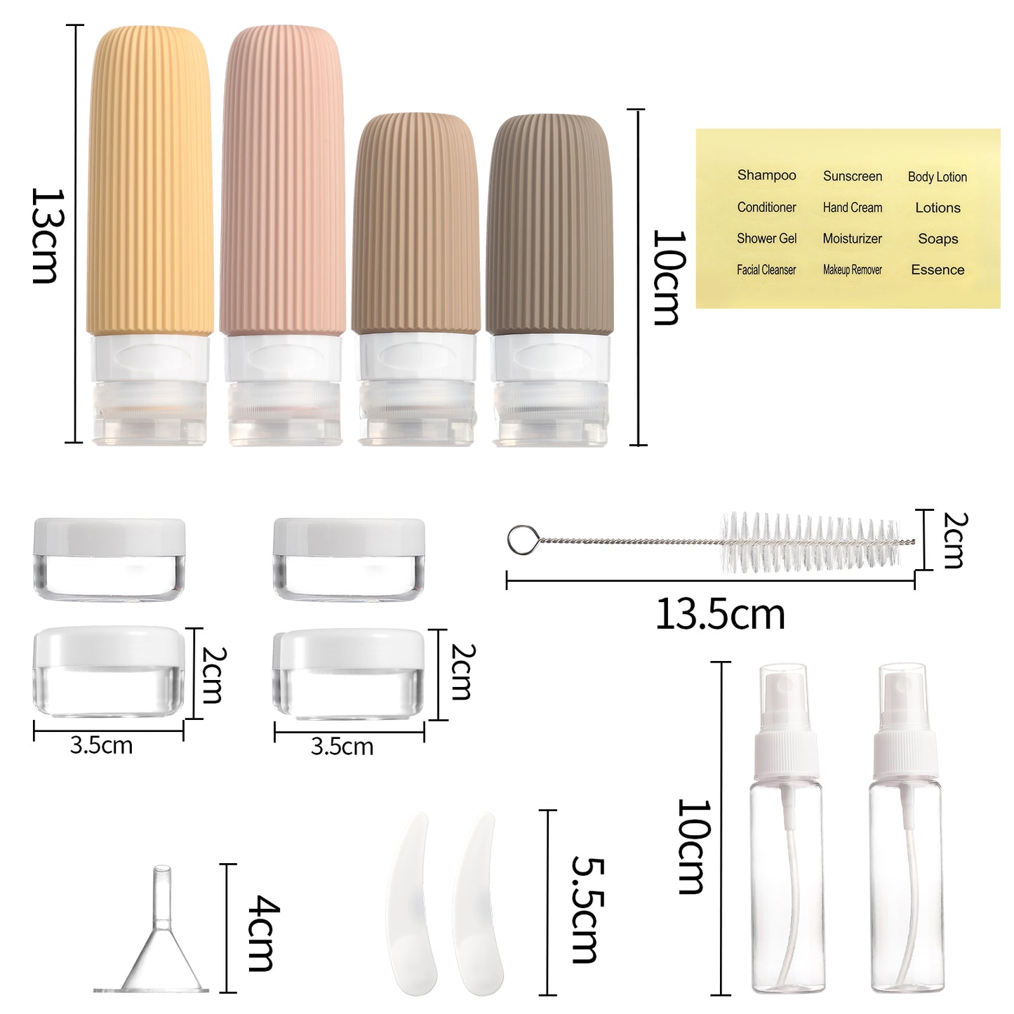 Micebay Silicone Travel Bottles, Leak Proof Toiletry Containers for Shampoo, Conditioner & Lotion, Apricot