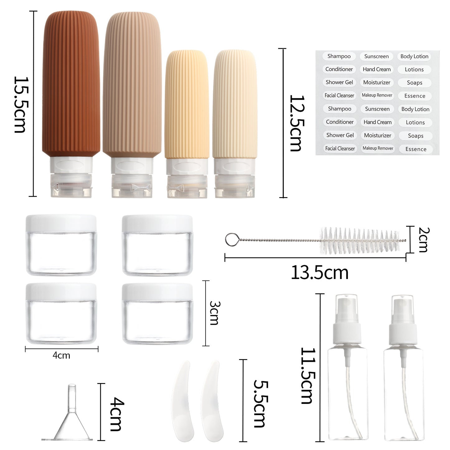 Micebay 6oz Silicone Travel Bottles, Leak Proof Toiletry Containers for Shampoo, Conditioner & Lotion, Cream