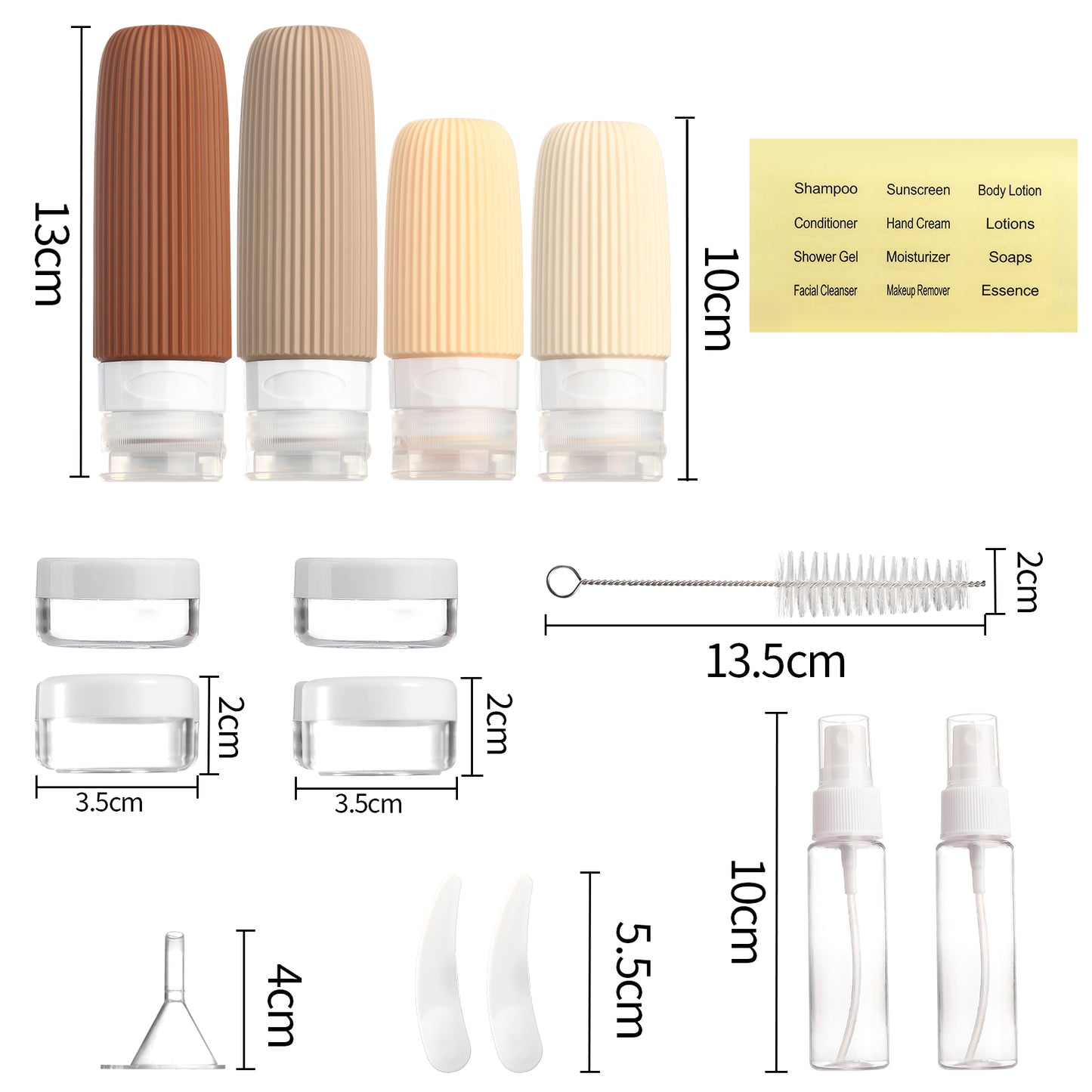 Micebay Silicone Travel Bottles, Leak Proof Toiletry Containers for Shampoo, Conditioner & Lotion, Cream