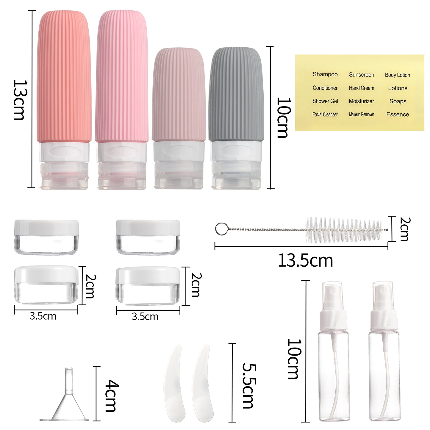 Micebay Silicone Travel Bottles, Leak Proof Toiletry Containers for Shampoo, Conditioner & Lotion, Pink