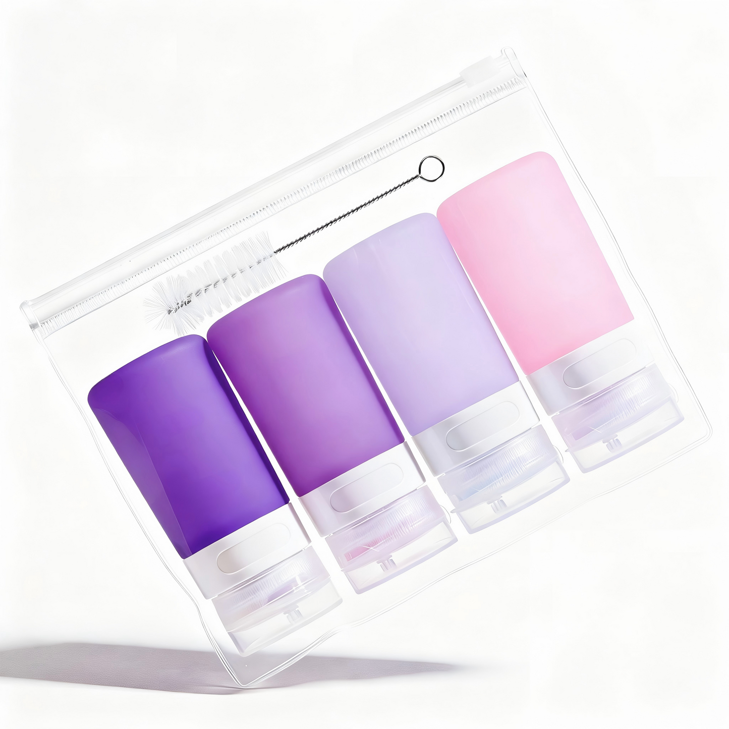 Micebay 2 oz Silicone Condiment Squeeze Bottles, Leakproof Mini Sauce Containers with Reusable Bag, 4-Pack for Meal Prep and Bento Boxes, Purple