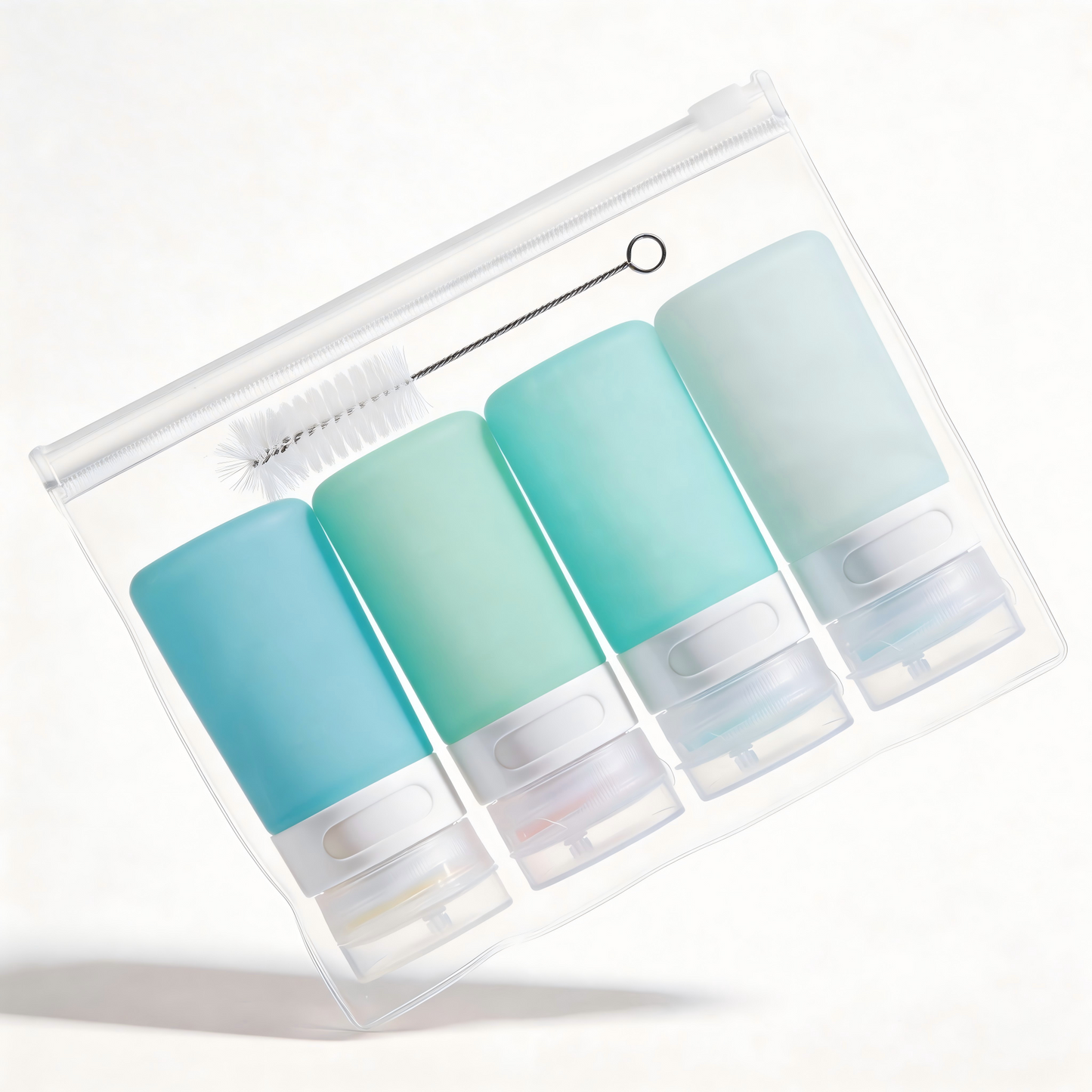 Micebay 2 oz Silicone Condiment Squeeze Bottles, Leakproof Mini Sauce Containers with Reusable Bag, 4-Pack for Meal Prep and Bento Boxes, Mint