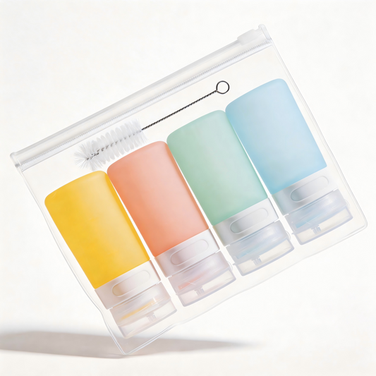 Micebay 2 oz Silicone Condiment Squeeze Bottles, Leakproof Mini Sauce Containers with Reusable Bag, 4-Pack for Meal Prep and Bento Boxes, Candies