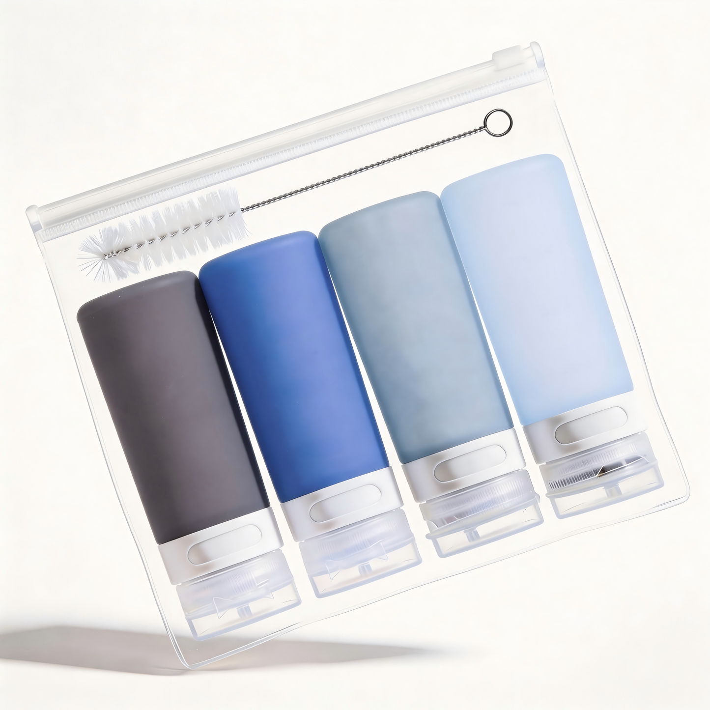 Micebay 3 oz Silicone Condiment Squeeze Bottles, Leakproof Mini Sauce Containers with Reusable Bag, 4-Pack for Meal Prep and Bento Boxes, Blue