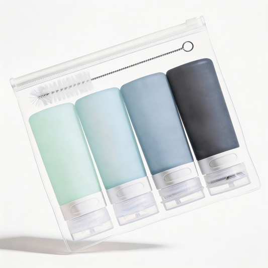 Micebay 3 oz Silicone Condiment Squeeze Bottles, Leakproof Mini Sauce Containers with Reusable Bag, 4-Pack for Meal Prep and Bento Boxes, Grey