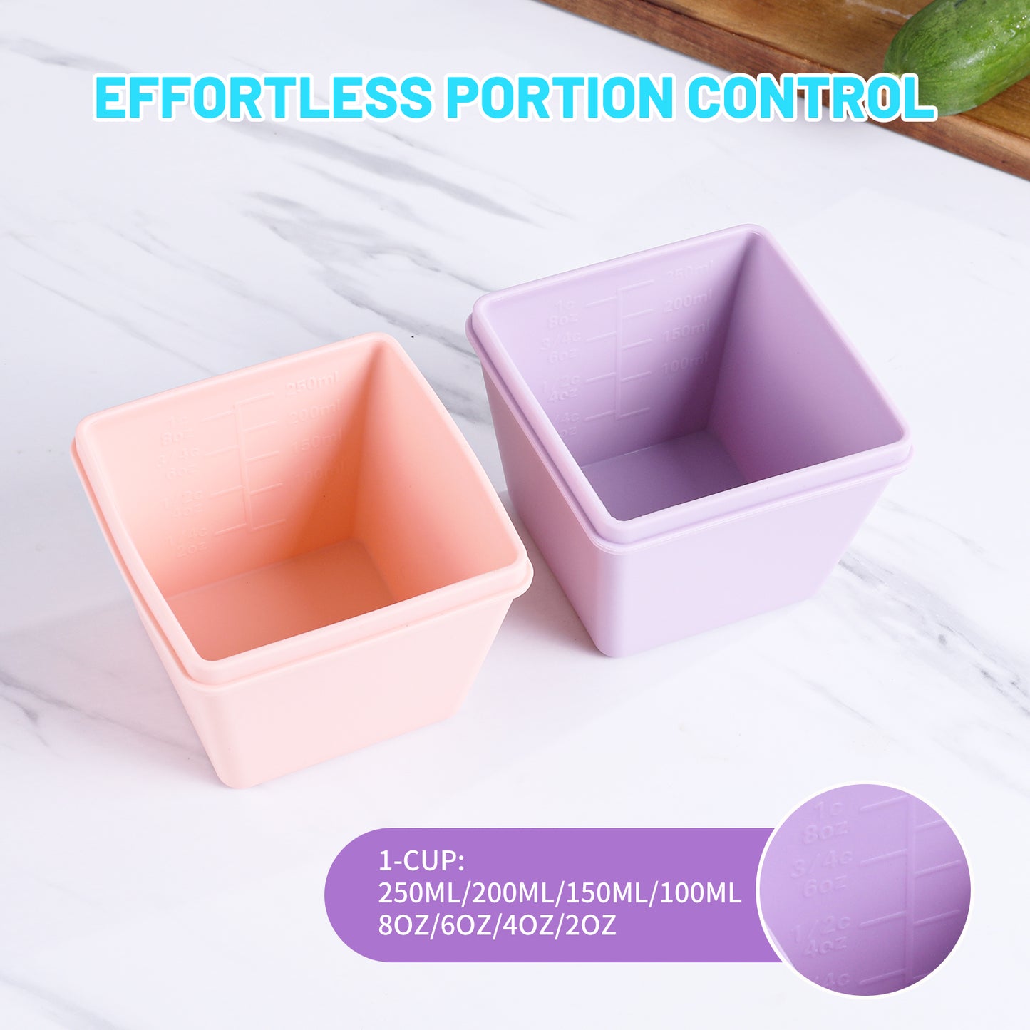 Micebay BPA-Free Silicone Freezer Molds with Base, Individual 8-Pack 1-Cup Portion Soup Cubes Freezer Tray with Lids for Food Storage, Oven & Dishwasher Safe, Silicone Freezer Containers for Meal Prep