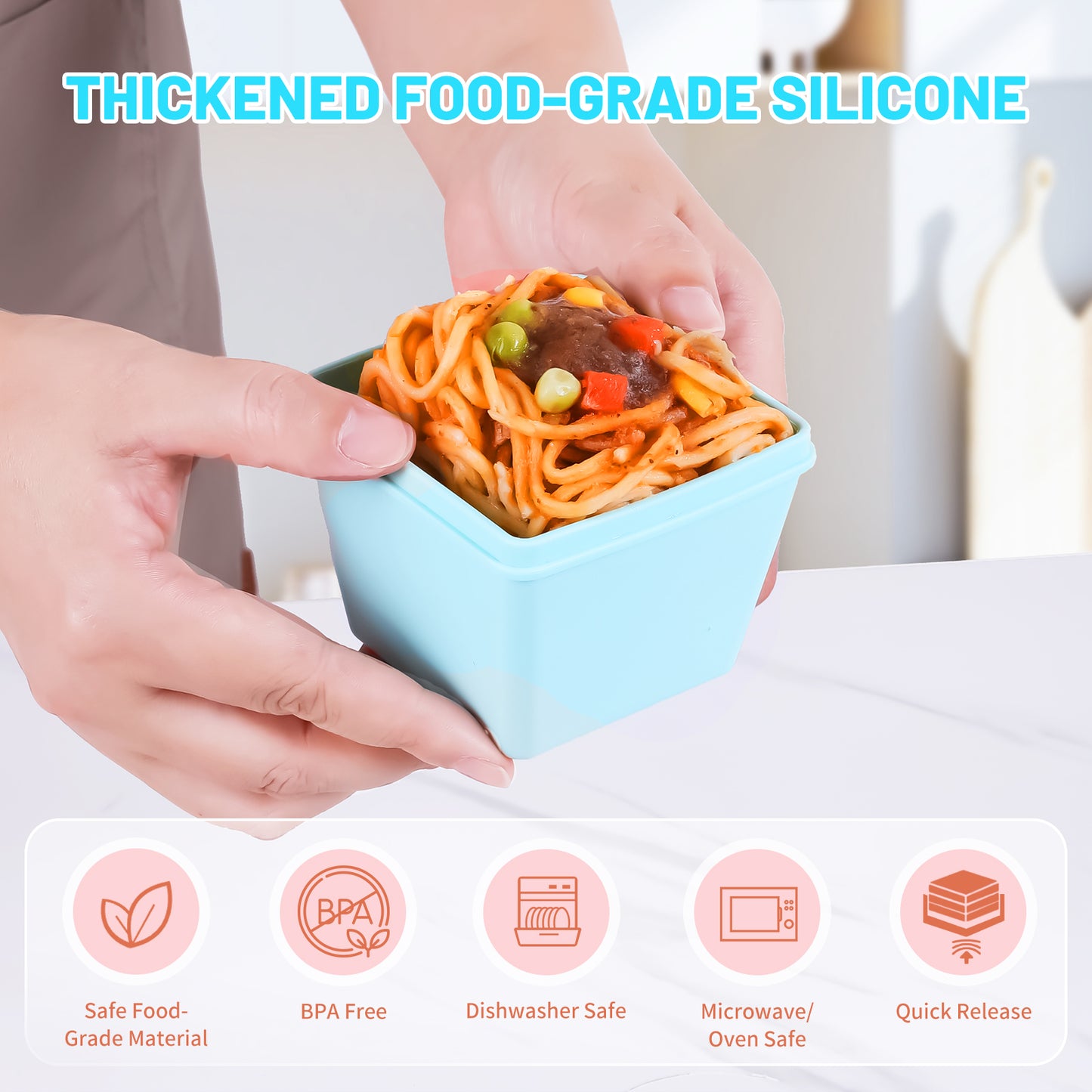 Micebay BPA-Free Silicone Freezer Molds with Base, Individual 8-Pack 1-Cup Portion Soup Cubes Freezer Tray with Lids for Food Storage, Oven & Dishwasher Safe, Silicone Freezer Containers for Meal Prep