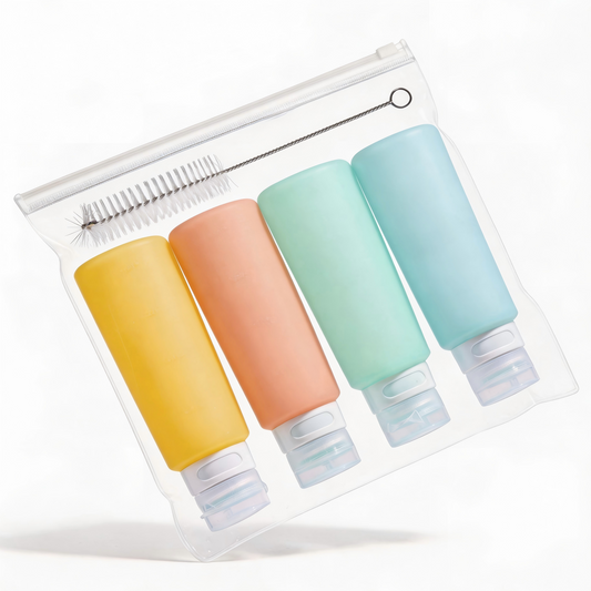 Micebay 6 oz Silicone Condiment Squeeze Bottles, Leakproof Mini Sauce Containers with Reusable Bag, 4-Pack for Meal Prep and Bento Boxes, Candies