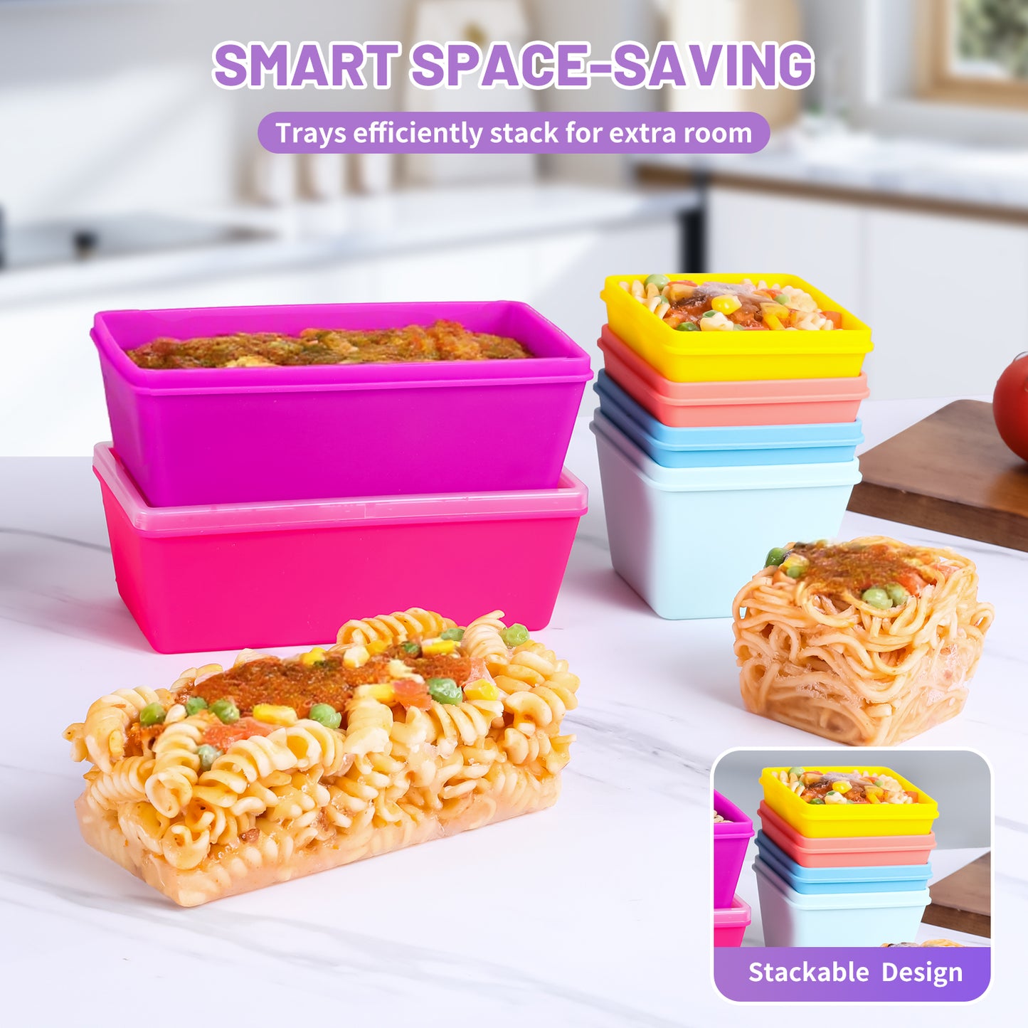 Micebay BPA-Free Silicone Freezer Molds with Base, Individual 6-Pack 1-Cup & 2-Cup Portion Soup Cubes Freezer Tray with Lid for Food Storage, Dishwasher Safe, Silicone Freezer Containers for Meal Prep
