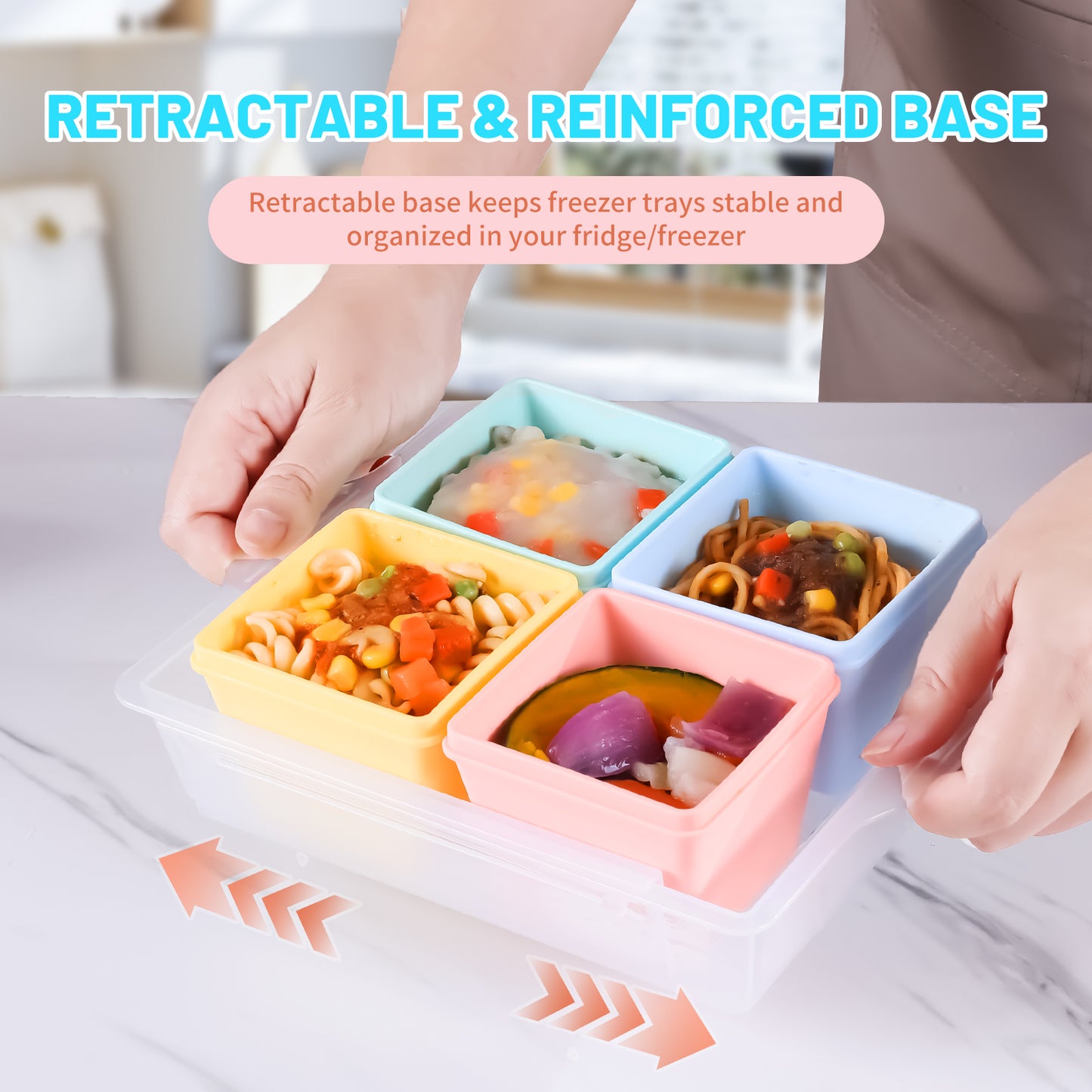 Micebay BPA-Free Silicone Freezer Molds with Base, Individual 8-Pack 1-Cup Portion Soup Cubes Freezer Tray with Lids for Food Storage, Oven & Dishwasher Safe, Silicone Freezer Containers for Meal Prep