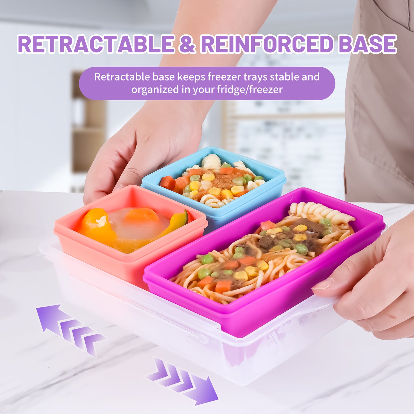 Micebay BPA-Free Silicone Freezer Molds with Base, Individual 6-Pack 1-Cup & 2-Cup Portion Soup Cubes Freezer Tray with Lid for Food Storage, Dishwasher Safe, Silicone Freezer Containers for Meal Prep