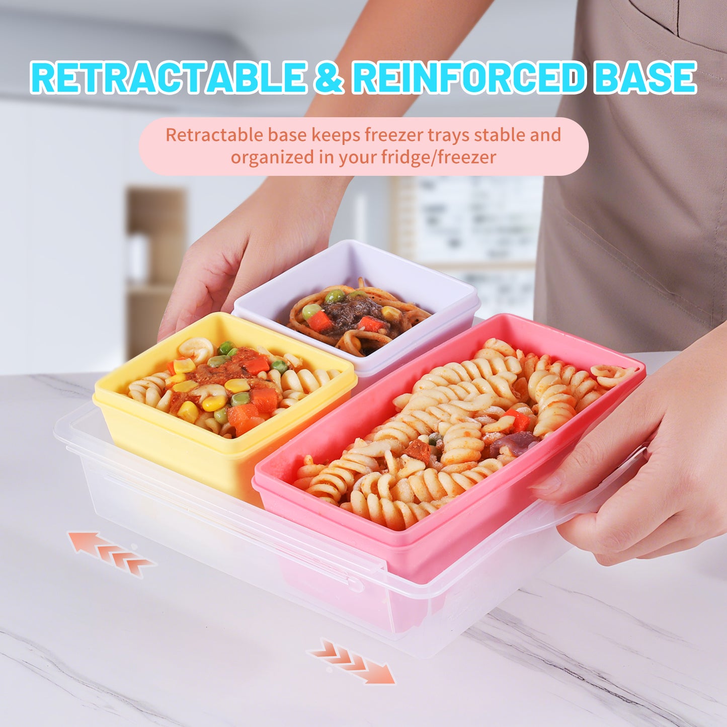 Micebay BPA-Free Silicone Freezer Molds with Base, Individual 6-Pack 1-Cup & 2-Cup Portion Soup Cubes Freezer Tray with Lid for Food Storage, Dishwasher Safe, Silicone Freezer Containers for Meal Prep