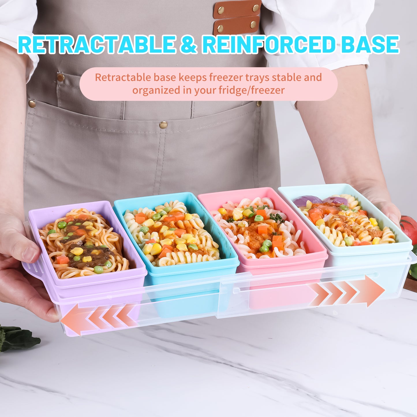 Micebay BPA-Free Silicone Freezer Molds with Base, Individual 4-Pack 2-Cup Portion Soup Cubes Freezer Tray with Lids for Food Storage, Oven & Dishwasher Safe, Silicone Freezer Containers for Meal Prep