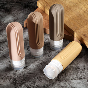 Micebay Leak-Proof 3-oz Silicone Squeezable Travel Bottles for Toiletries, Refillable Travel Size Containers, BPA Free, TSA Approved, Apricot, 4 Pack