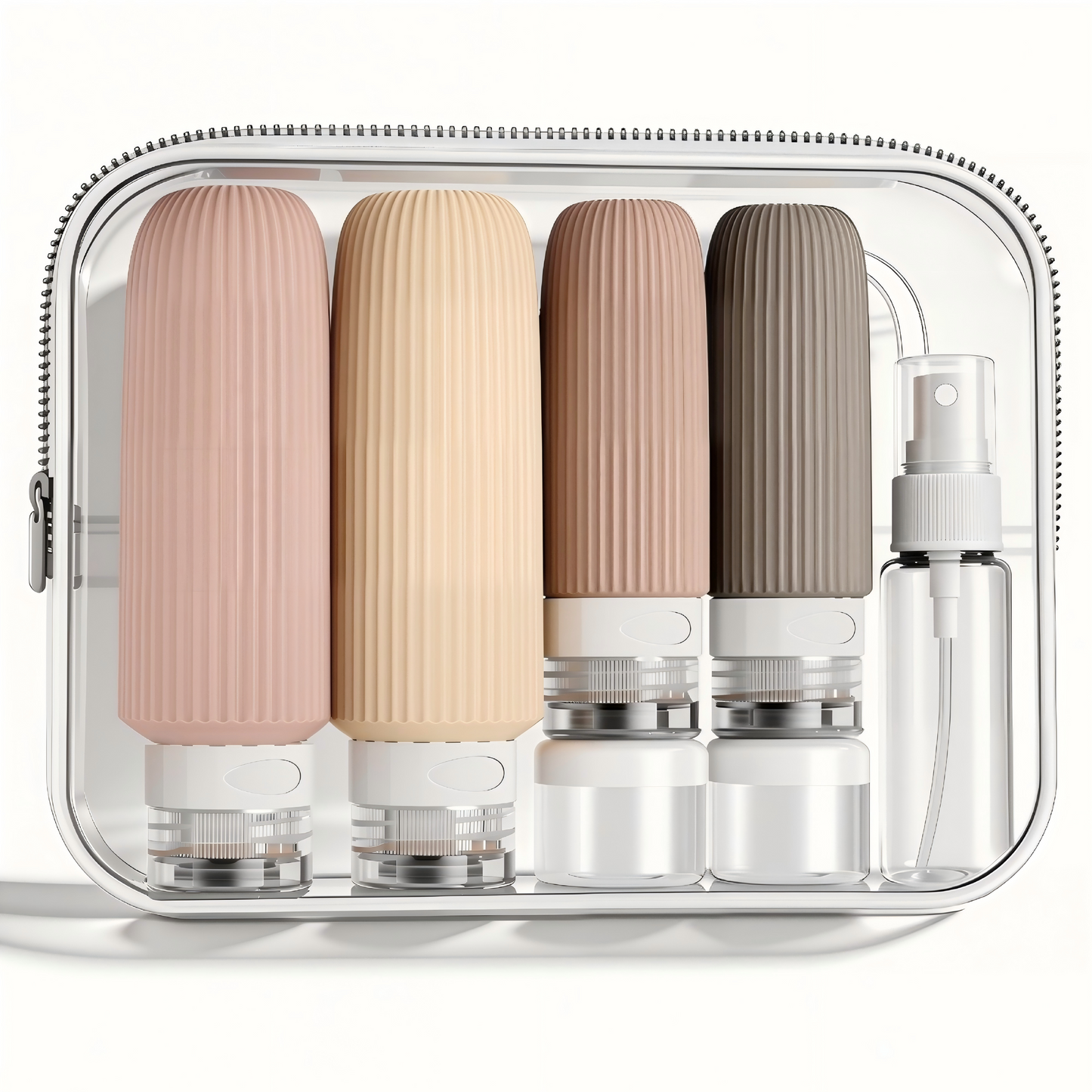 Micebay 6oz Silicone Travel Bottles, Leak Proof Toiletry Containers for Shampoo, Conditioner & Lotion, Apricot