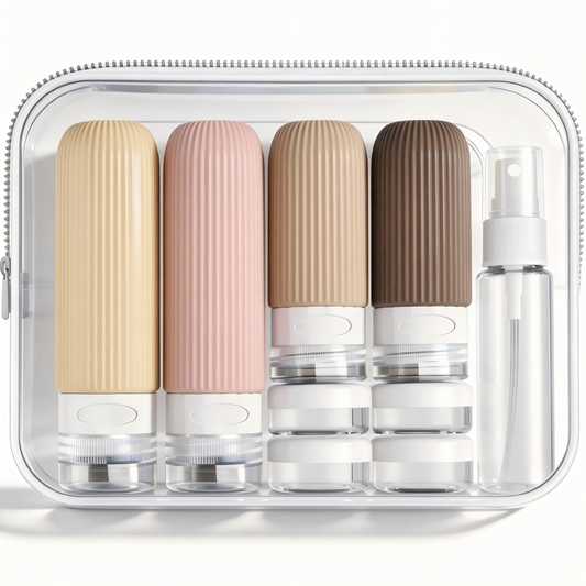Micebay Silicone Travel Bottles, Leak Proof Toiletry Containers for Shampoo, Conditioner & Lotion, Apricot