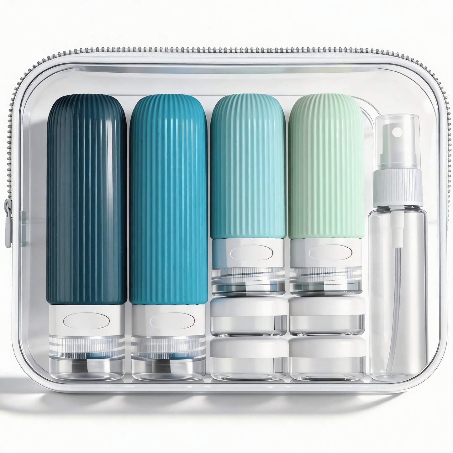 Micebay Silicone Travel Bottles, Leak Proof Toiletry Containers for Shampoo, Conditioner & Lotion, Blue