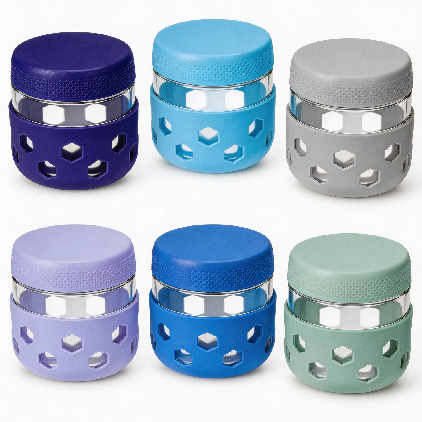 Micebay 6-Pack 10 oz Glass Mason Jars with Silicone Sleeves, Airtight BPA-Free Overnight Oats Containers with Lids, Dishwasher Safe Leak-Proof Meal Prep Jars for Chia Pudding, Yogurt, Snacks