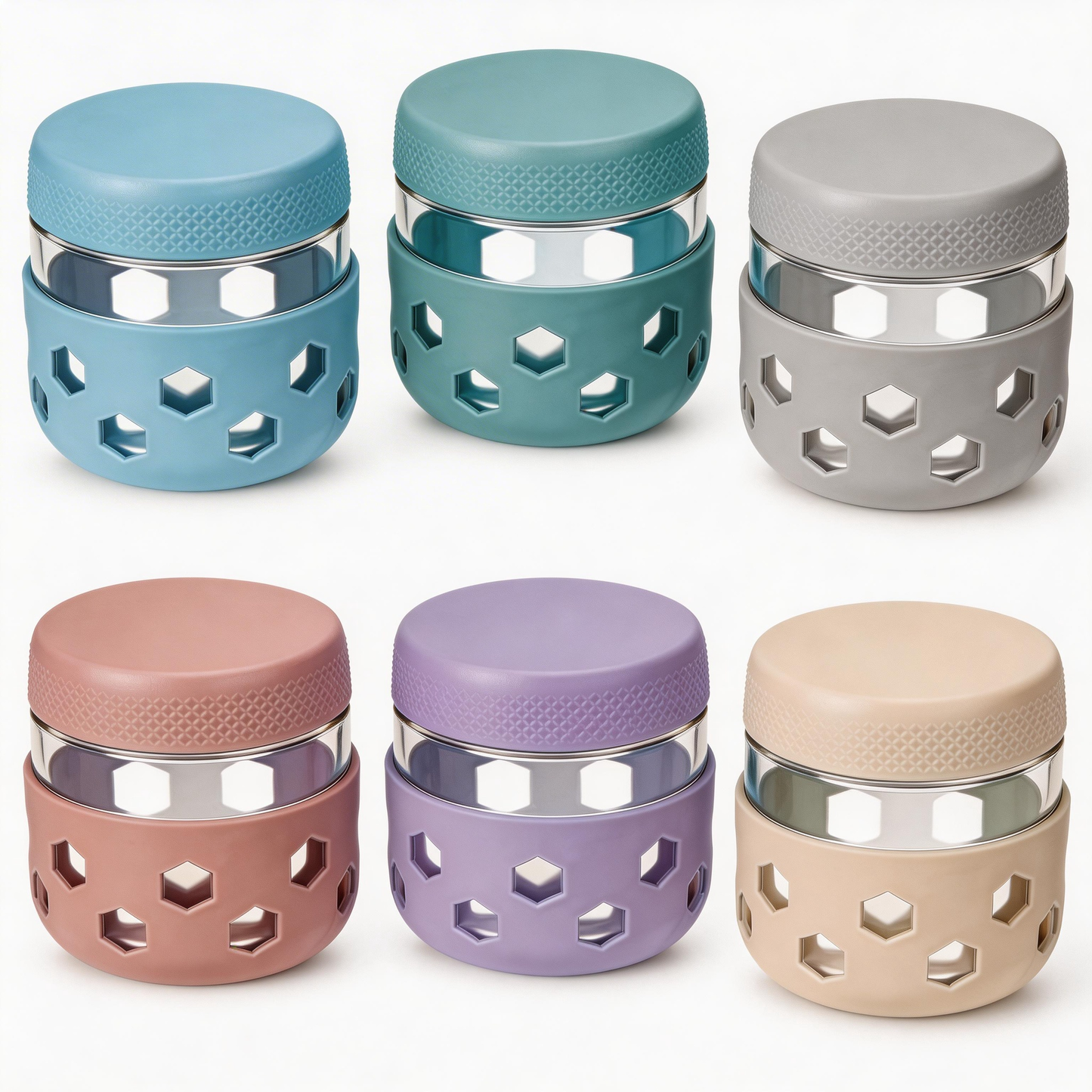 Micebay 6-Pack 10 oz Glass Mason Jars with Silicone Sleeves, Airtight BPA-Free Overnight Oats Containers with Lids, Dishwasher Safe Leak-Proof Meal Prep Jars for Chia Pudding, Yogurt, Snacks