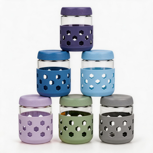 Micebay 6-Pack 16 oz Glass Mason Jars with Silicone Sleeves, Airtight BPA-Free Overnight Oats Containers with Lids, Dishwasher Safe Leak-Proof Meal Prep Jars for Chia Pudding, Yogurt, Snacks