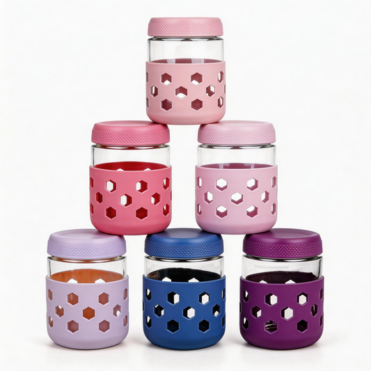 Micebay 6-Pack 16 oz Glass Mason Jars with Silicone Sleeves, Airtight BPA-Free Overnight Oats Containers with Lids, Dishwasher Safe Leak-Proof Meal Prep Jars for Chia Pudding, Yogurt, Snacks
