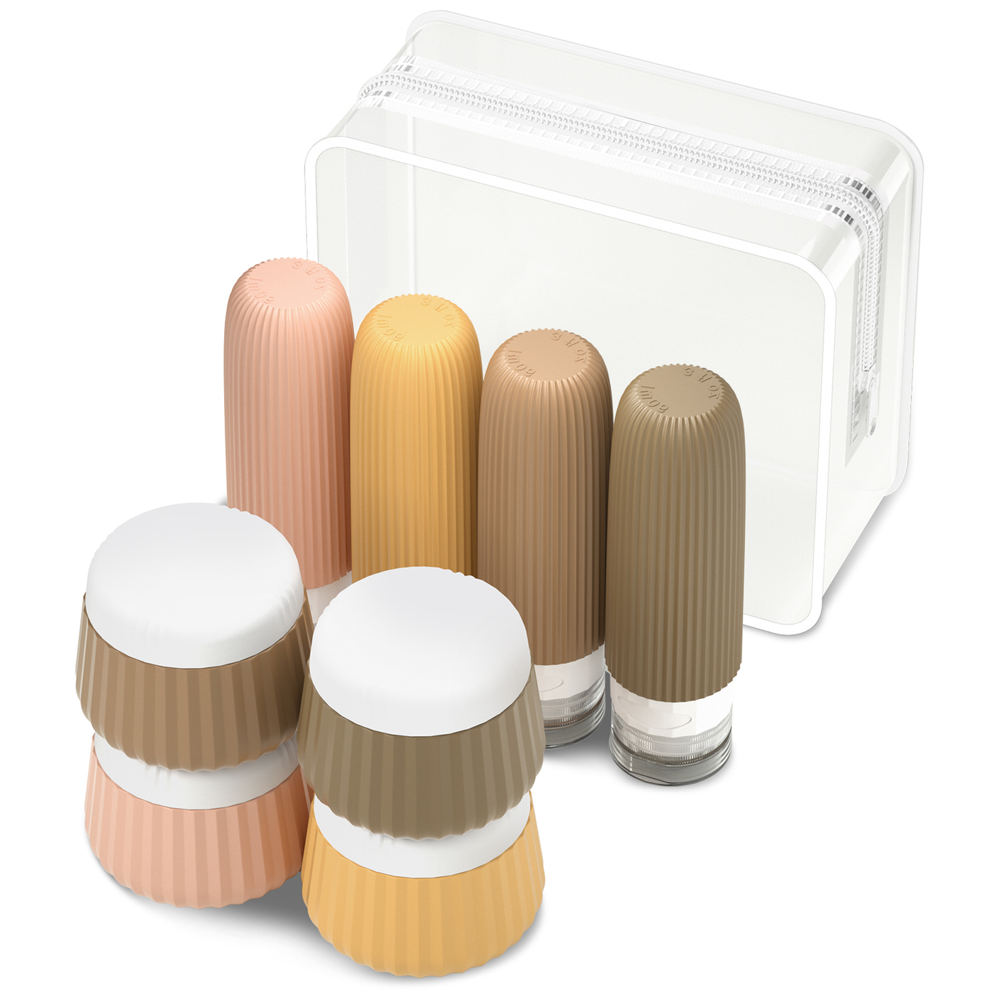 Micebay Travel Bottles 8 Pack, TSA Approved 3 oz Toiletries Containers, Leak Proof Silicone Squeezable Essentials Jars with Clear Bag