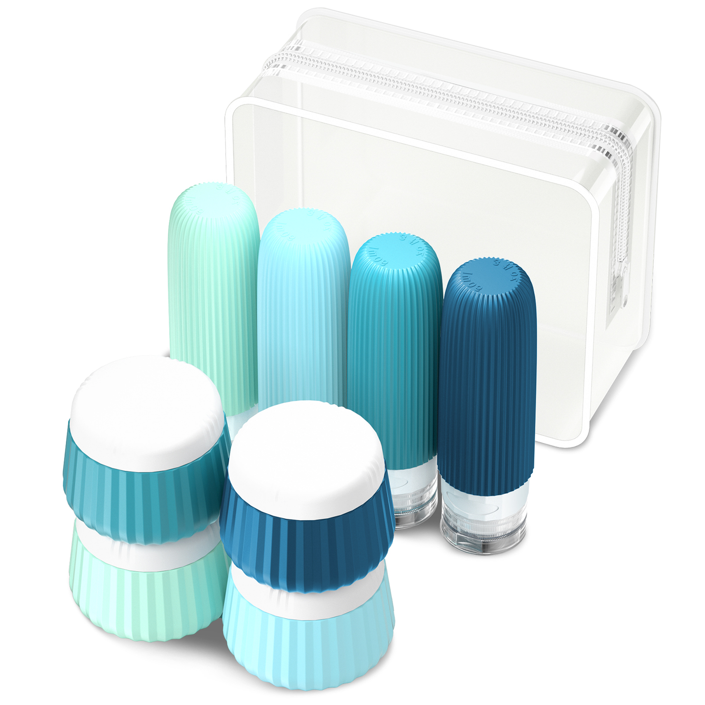 Micebay Travel Bottles 8 Pack, TSA Approved 3 oz Toiletries Containers, Leak Proof Silicone Squeezable Essentials Jars with Clear Bag