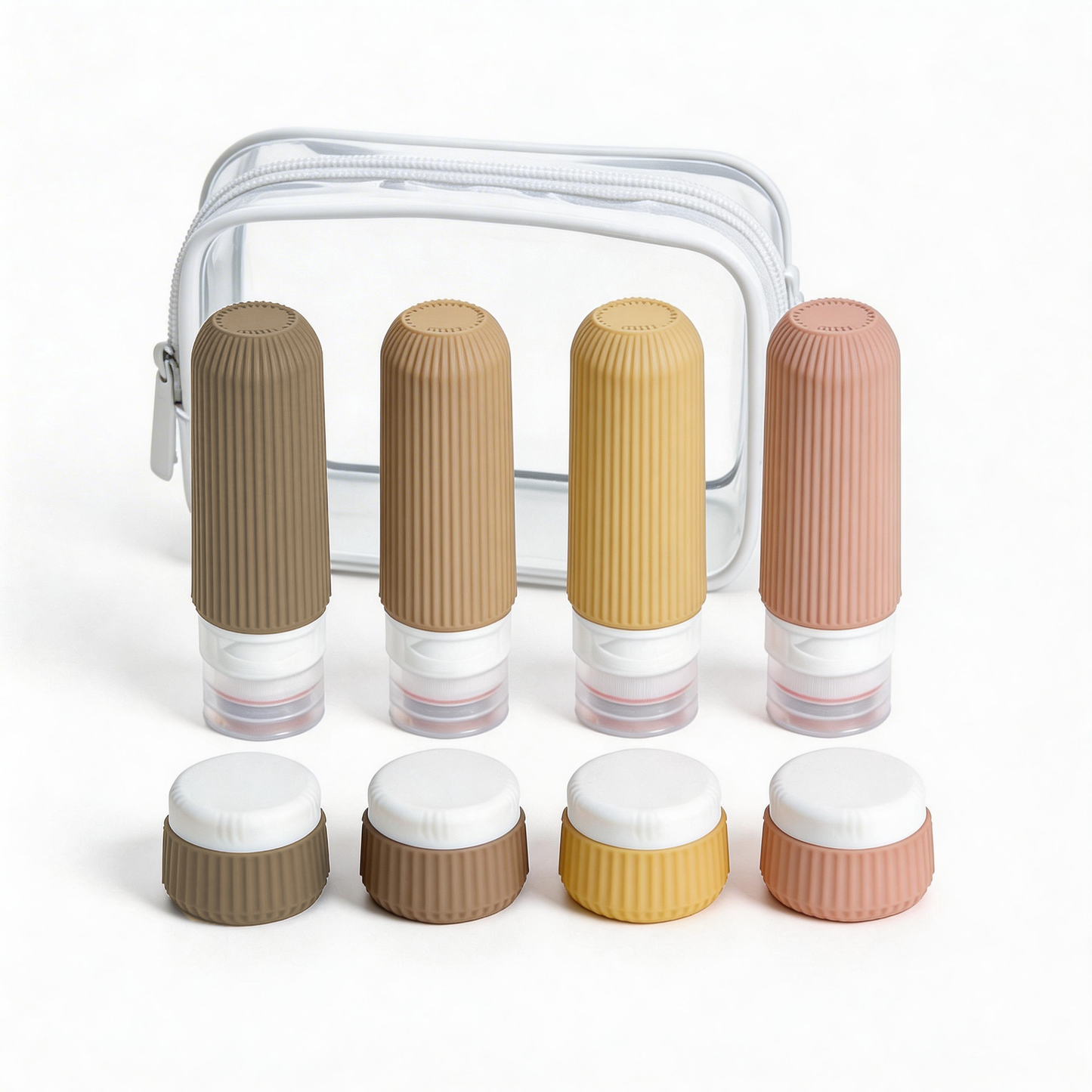 Micebay Travel Bottles 8 Pack, TSA Approved 3 oz Travel Toiletries Containers with Clear Bag, Leak Proof Silicone Squeezable Essentials Jars