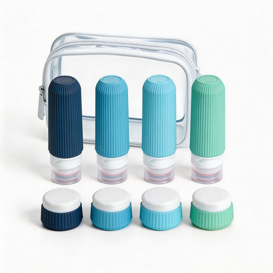 Micebay Travel Bottles for Toiletries 8 Pack, Tsa Approved Travel Size Toiletries 3 oz, Containers for Toiletries, with Clear Bag, Leak Proof Silicone Squeezable Essentials Creams Jars
