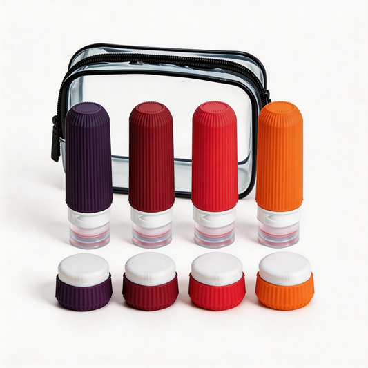 Micebay Travel Bottles - 8 Pack, TSA Approved 3 oz Travel Containers for Toiletries, Clear Bag, Leak Proof Silicone Squeezable Essentials Jars