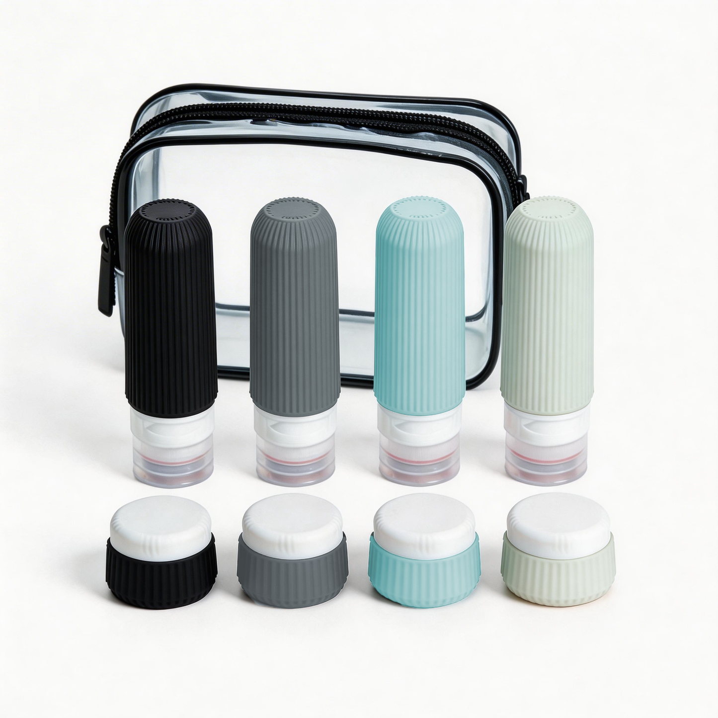 Micebay Travel Bottles - 8 Pack, TSA Approved Travel Size Toiletries, Leak Proof Silicone Squeezable Containers in Clear Bag