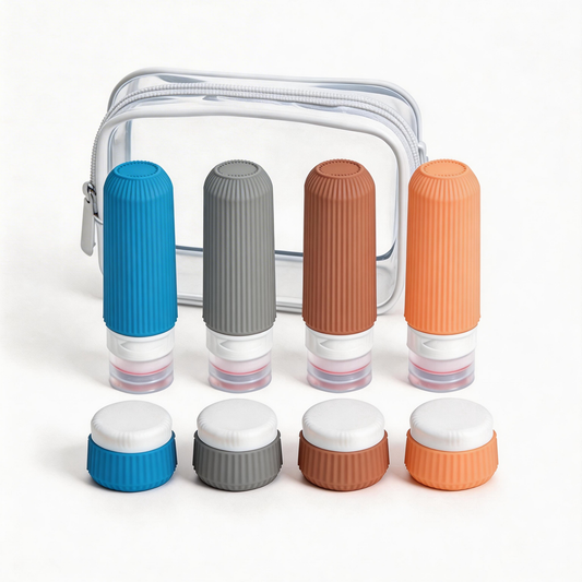 Micebay Travel Bottles - 8 Pack, TSA Approved 3 oz Travel Containers for Toiletries, Clear Bag, Leak Proof Silicone Squeezable Essentials Jars