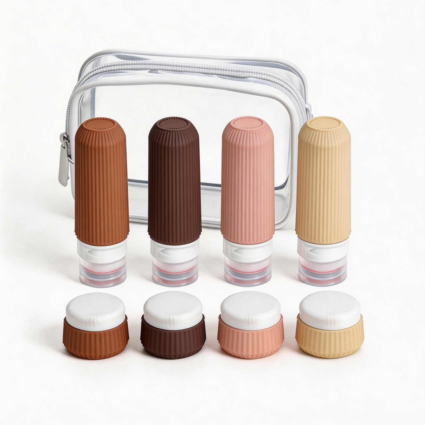 Micebay Travel Bottles - 8 Pack, TSA Approved 3 oz Travel Containers for Toiletries, Clear Bag, Leak Proof Silicone Squeezable Essentials Jars